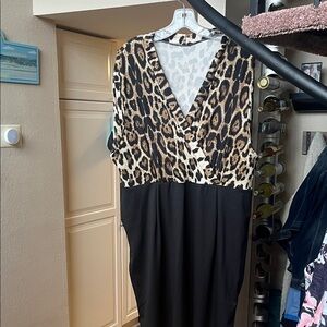 SHEIN Leopard Print and Black Mini Dress